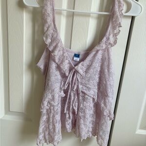 Old Navy Lace Tie-Front Top in Soft Lavender